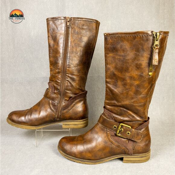 Naturalizer N5 Comfort Balada Womens Boots Brown Leather Buckle Riding Women 8M - Picture 4 of 15